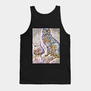 A Cat and An Owl Mosaic Mash-Up Tank Top